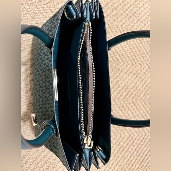 Mercer Medium Logo and Leather Accordion Crossbody Bag (Dark Green) - Picture 5 of 6